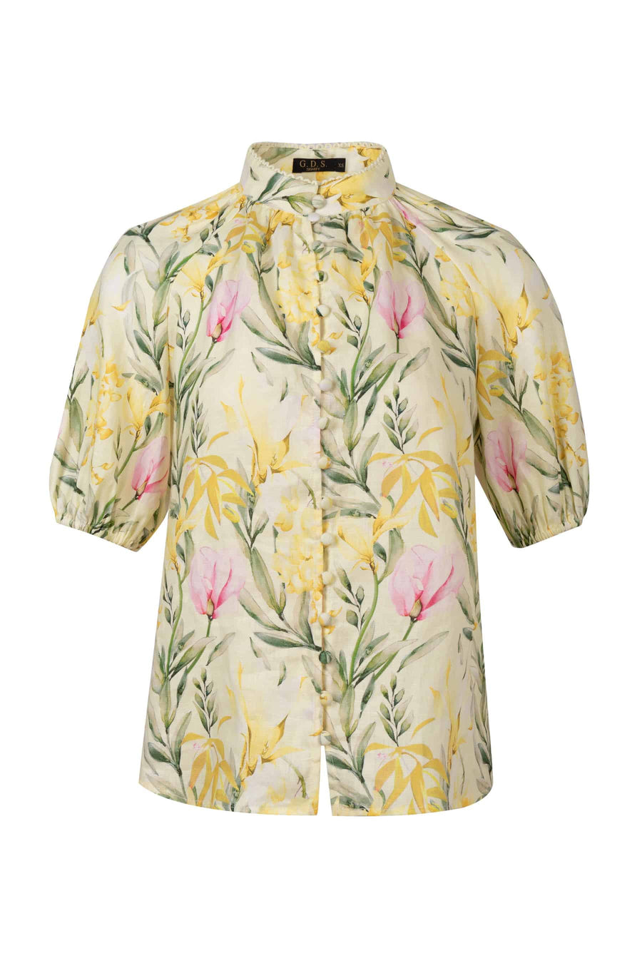 GDS Desiree Floral Linen Blouse | Yellow BLOUSES BLOUSES BRUNCH Catch GDS HOLIDAY L M S SPRING-SUMMER WORK XL XS YELLOW
