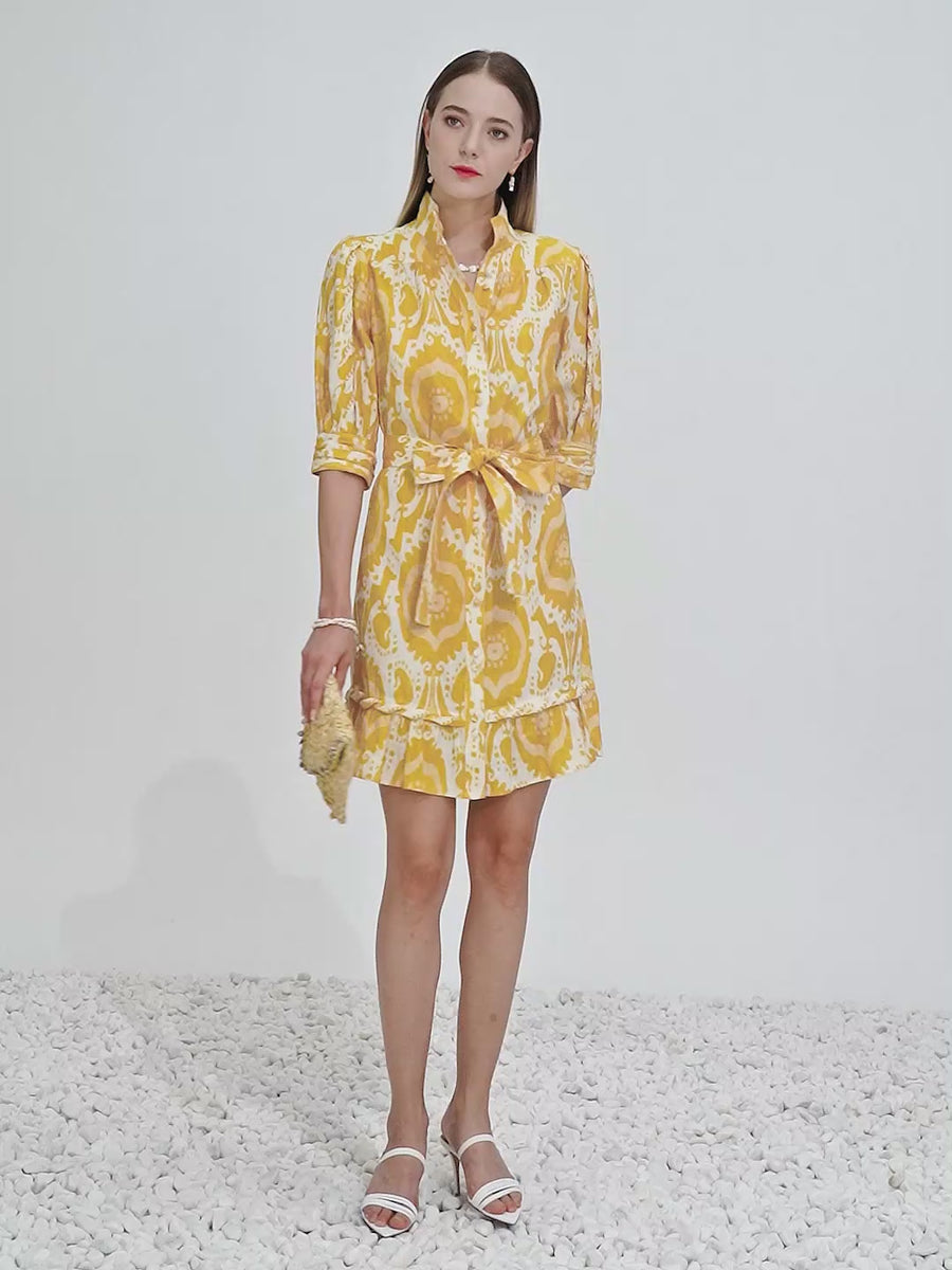 GDS Abyss Linen Short Dress | Yellow