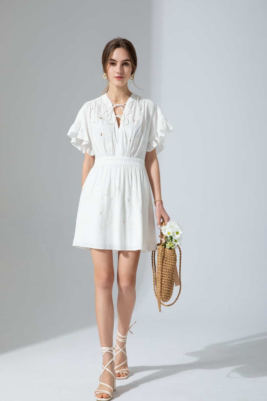 GDS Antonia Short Dress | White DRESSES BRUNCH CASUAL Catch DRESSES ESS22 GDS HOLIDAY L M S SALE 40 % SPRING-SUMMER WHITE XS
