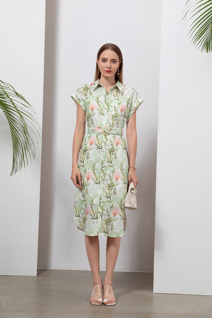 GDS Desiree Floral Linen Long Dress | Green DRESSES Catch GDS GREEN L M S SALE XL XS