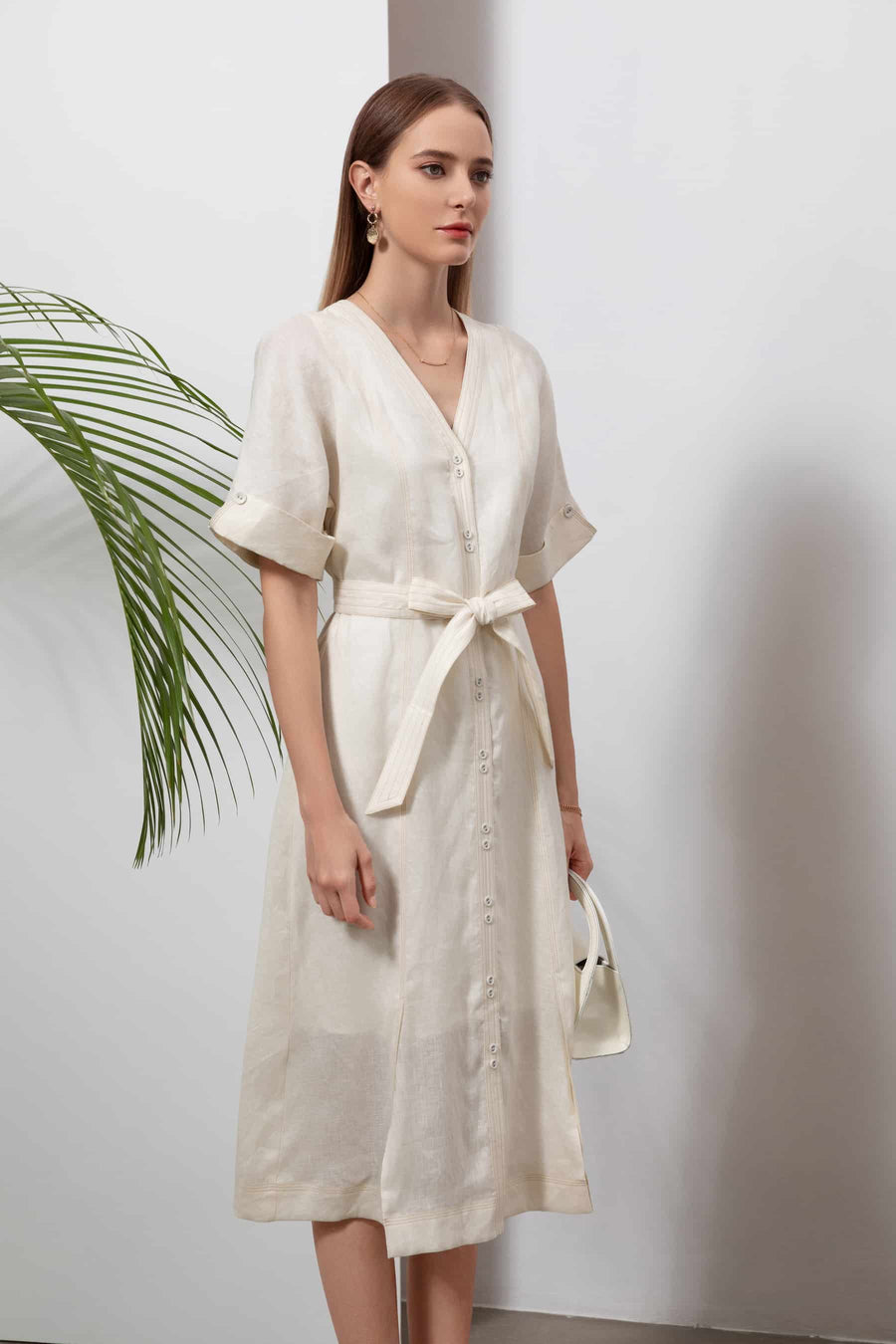 GDS Marceline Linen Dress | Lily White DRESSES autumn-winter BLOUSES BRUNCH CASUAL Catch GDS L M S SALE WHITE XL XS
