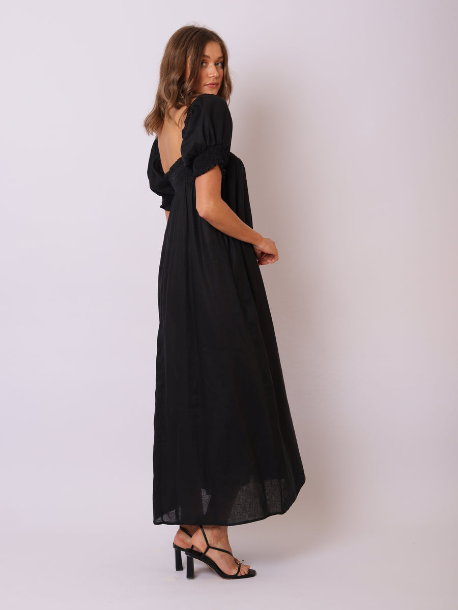 Pia Linen Dress | Black DRESSES 10 12 14 8 BLACK stellino
